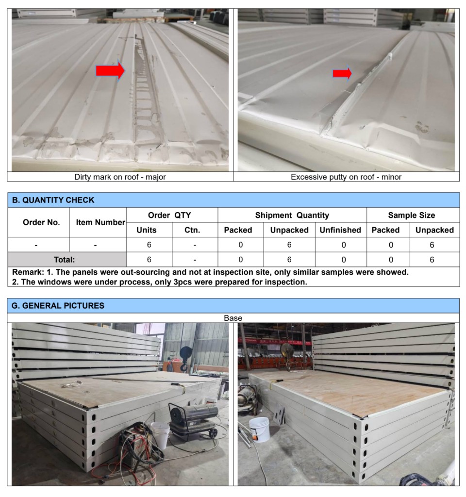 Control de cantidad y estado de producto — inspección pre-embarque
